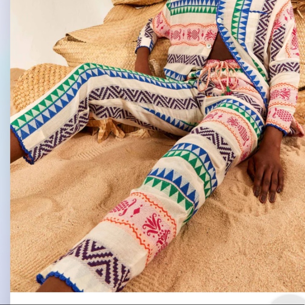 Farm rio multicolored pineapple jacquard pants large